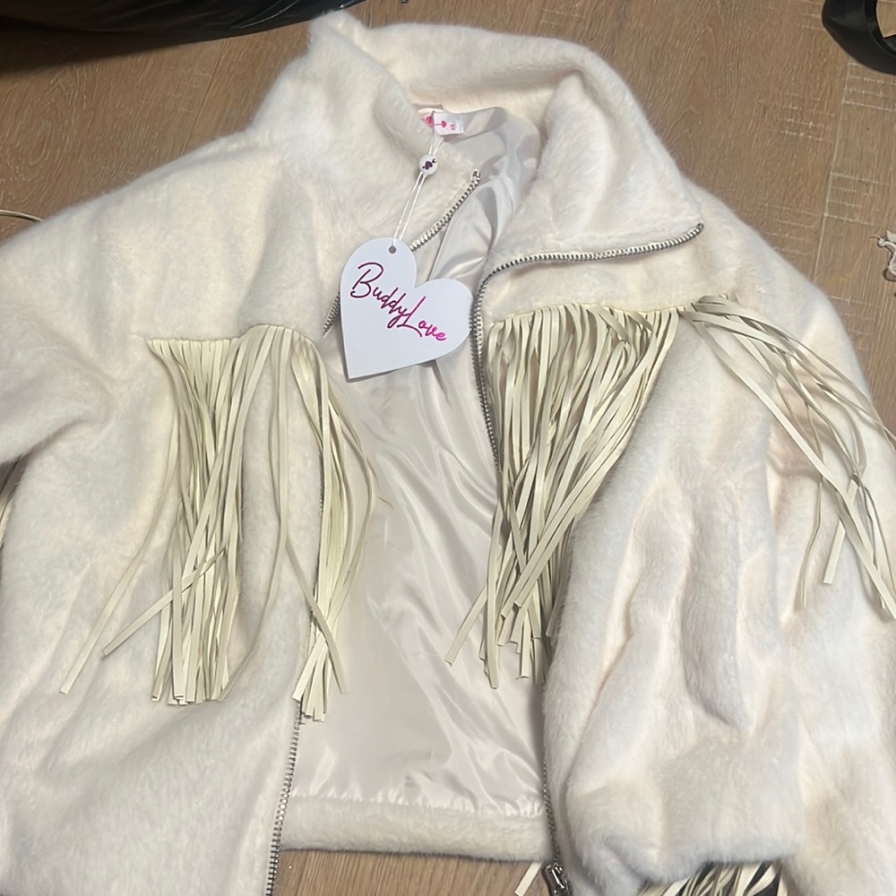 BUDDY LOVE SKYLAR CREAM FRINGE COAT